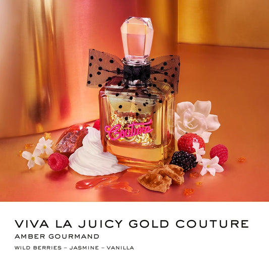 Juicy Couture Viva La Juicy Gold Eau De Parfum, Women's Perfume with Notes of Luscious Berry, Jasmine Sambac & Vanilla Cream - Fruity & Sweet, EDP Spray