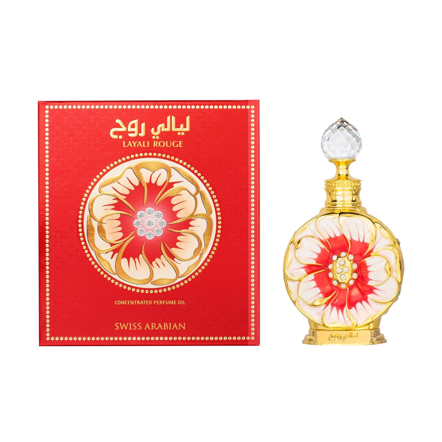 Swiss Arabian Layali Rouge - Luxury Products From Dubai - Long Lasting Personal Perfume Oil Fragrance - A Seductive Signature Aroma - 0.5 Oz